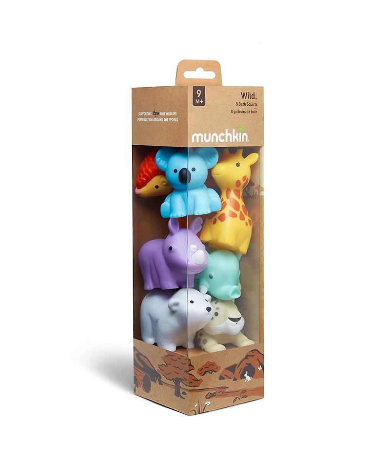 Munchkin Toddler Wild Animal Baby Bath Toy Squirts, 8 Pack