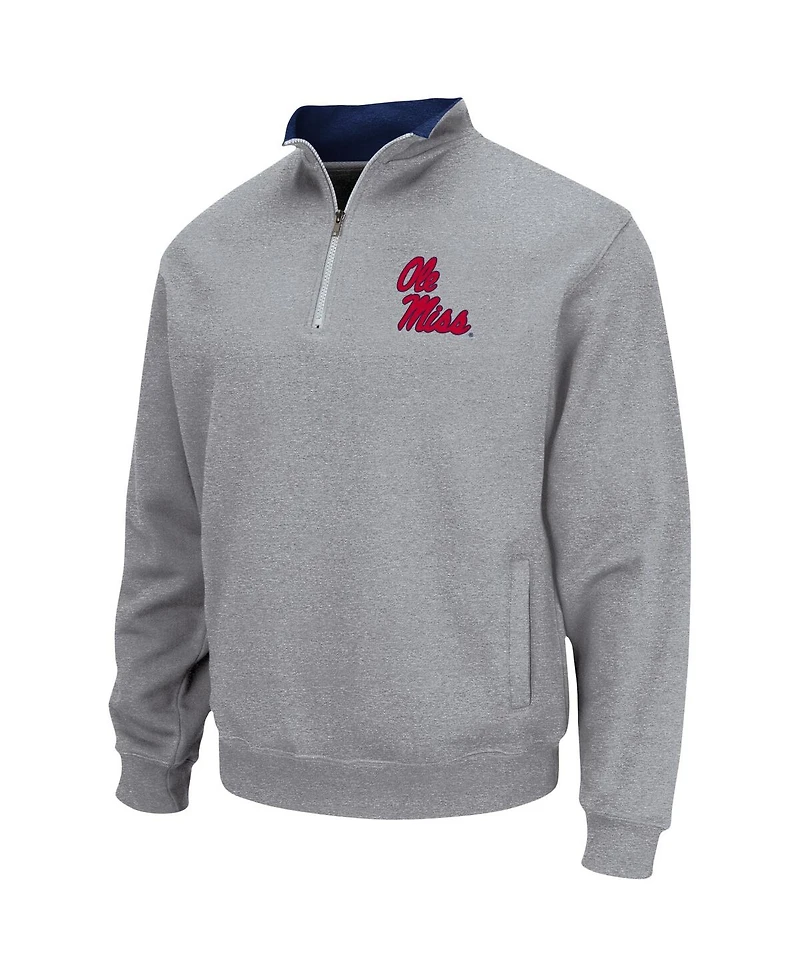 Men's Colosseum Heathered Gray Ole Miss Rebels Tortugas Team Logo Quarter-Zip Jacket