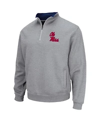 Men's Colosseum Heathered Gray Ole Miss Rebels Tortugas Team Logo Quarter-Zip Jacket
