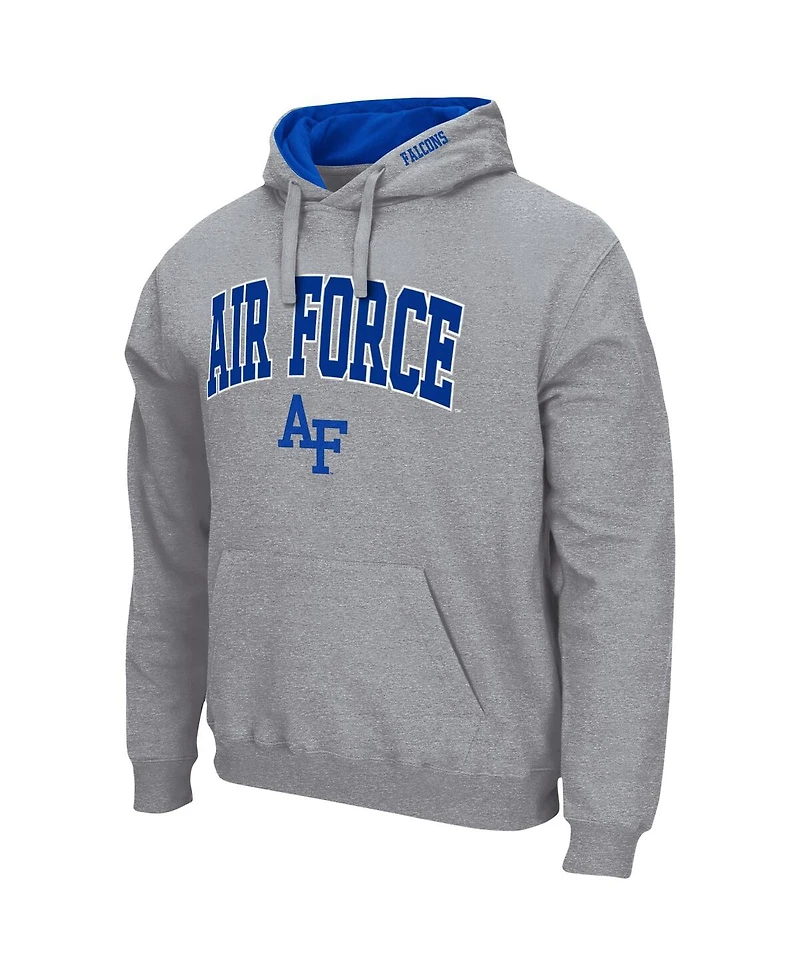 Men's Colosseum Heathered Gray Air Force Falcons Arch & Logo 3.0 Pullover Hoodie