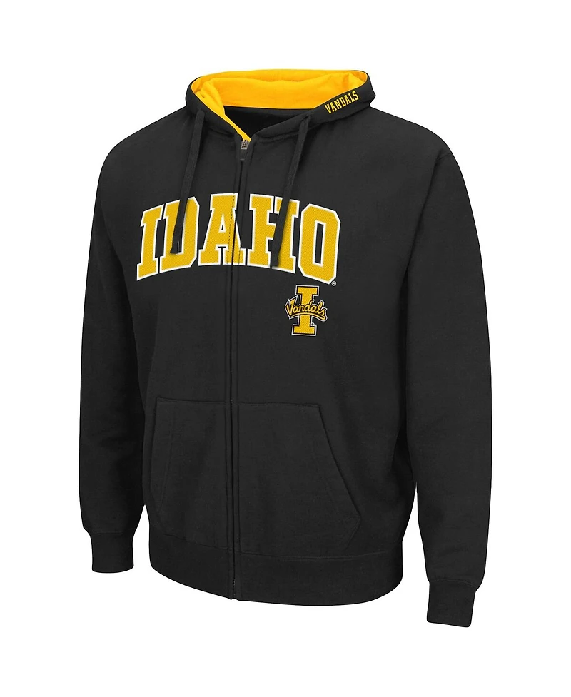 Men's Colosseum Black Idaho Vandals Arch and Logo 3.0 Full-Zip Hoodie