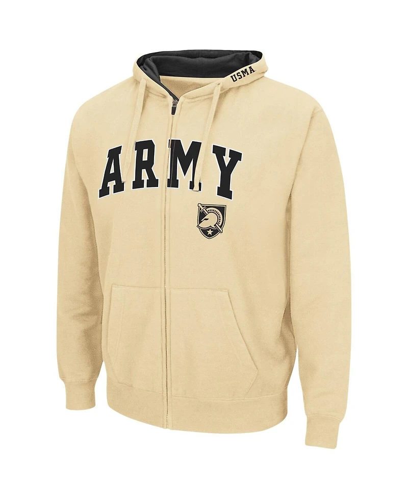 Men's Colosseum Gold Army Black Knights Arch and Logo 3.0 Full-Zip Hoodie