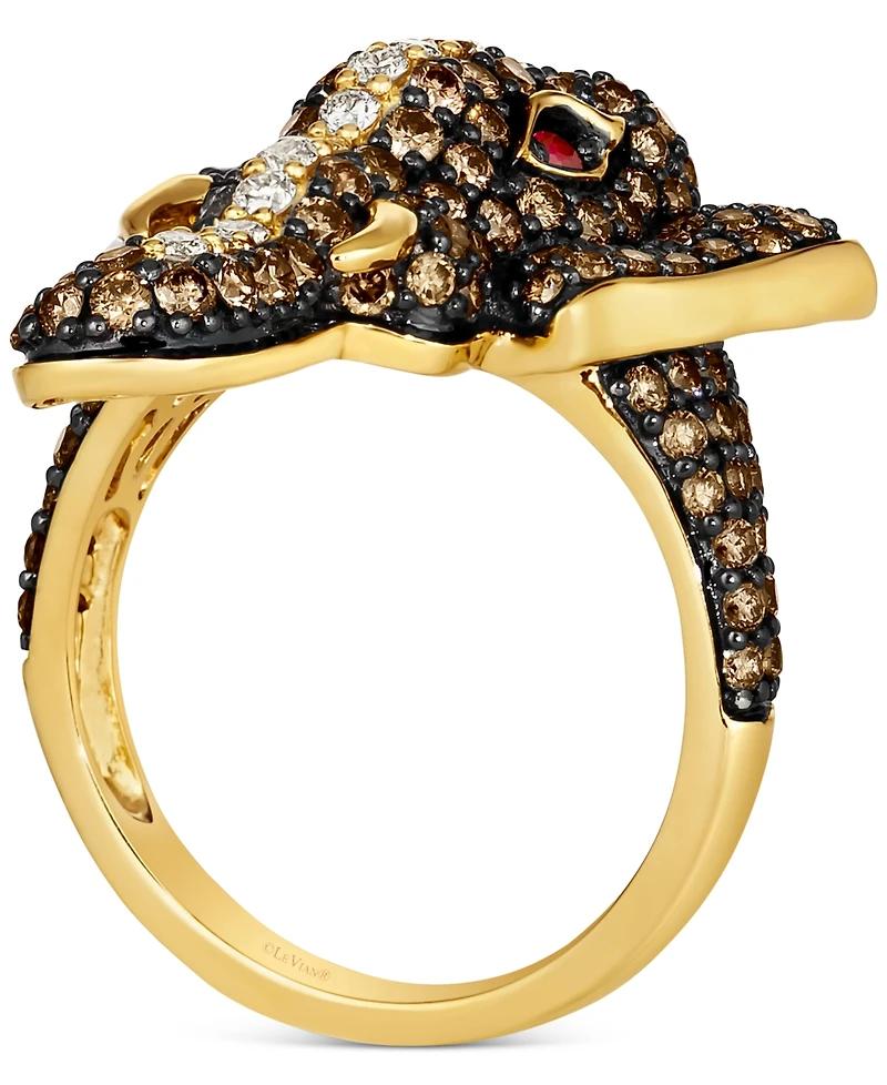 Le Vian Diamond (2 ct. t.w.) & Passion Ruby Accent Elephant Ring 14k Gold