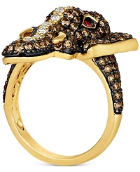 Le Vian Diamond (2 ct. t.w.) & Passion Ruby Accent Elephant Ring 14k Gold