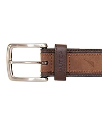 Nautica Men's Casual Leather Belt with Suede Overlay