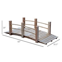 Outsunny 5ft Wooden Garden Bridge Lawn Decor Arc Stained Finish Walkway Natural
