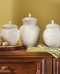 Lenox Opal Innocence Carved Set of 3 Kitchen Canisters