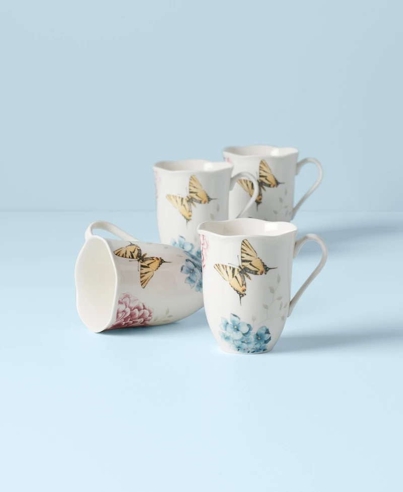 Lenox Butterfly Meadow Hydrangea Mugs, Set of 4