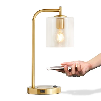 Elizabeth Led Table Lamp with Wireless Charging Pad and Usb Port (16"), Bulb Included