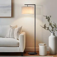 Brightech Montage Modern 60" Led Arc Floor Lamp with Fabric Drum Shade, Smart Plug Compatible, Bulb Included