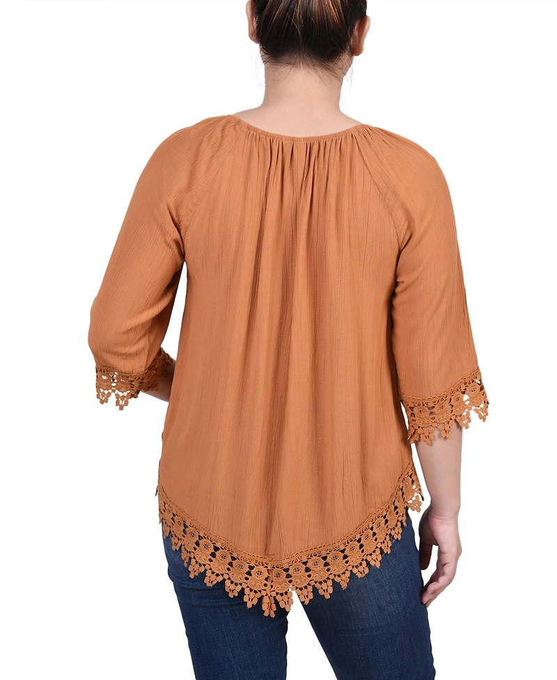 Petite 3/4 Sleeve Peasant Blouse