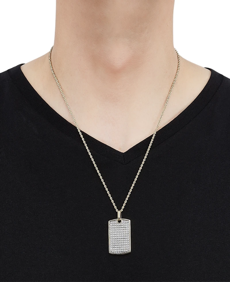 Grown With Love Men's Lab Grown Diamond Pave Dog Tag 22" Pendant Necklace (1 ct. t.w.) in 10k Gold