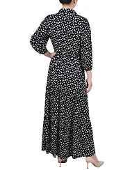 Ny Collection Petite 3/4 Sleeve Crinkle Tiered Maxi Dress
