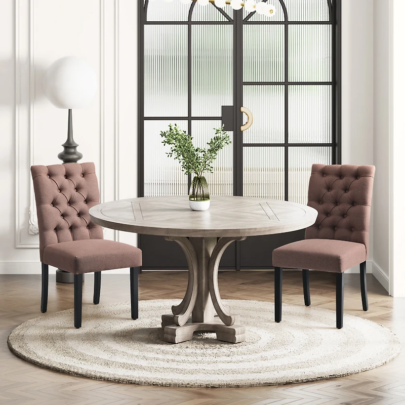 WestinTrends Upholstered Button Tufted Dining Side Chair Set of 2