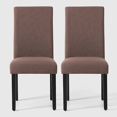 WestinTrends Upholstered Linen Fabric Dining Chair Set of 2