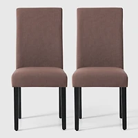 WestinTrends Upholstered Linen Fabric Dining Chair Set of 2