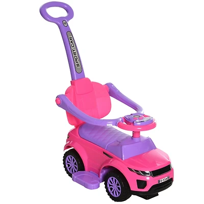 Aosom 3 in 1 Push Car, Sliding Car with Horn Music Light