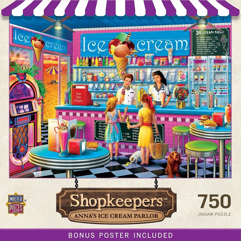 Masterpieces Shopkeepers - Anna's Ice Cream Parlor 750 Piece Puzzle