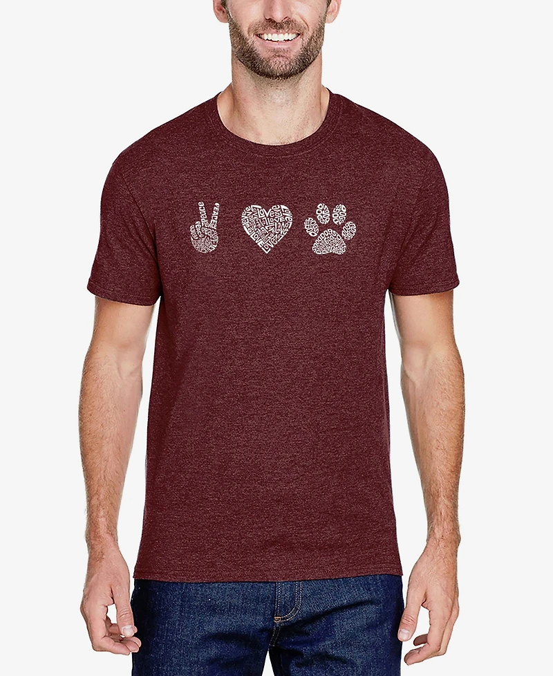 La Pop Art Men's Premium Blend Word Peace Love Dogs T-shirt