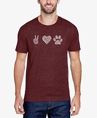 La Pop Art Men's Premium Blend Word Peace Love Dogs T-shirt