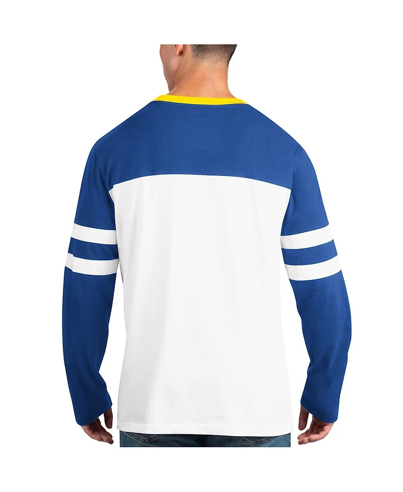 Men's Starter Royal, White Los Angeles Rams Halftime Long Sleeve T-shirt
