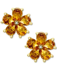 Citrine (2-7/8 ct. t.w.) & Diamond Accent Flower Stud Earrings in 14k Gold-Plated Sterling Silver