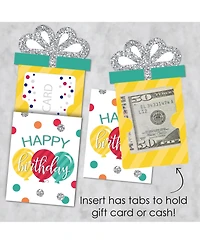 Colorful Happy Birthday - Birthday Party Money & Nifty Gifty Card Holders - 8 Ct