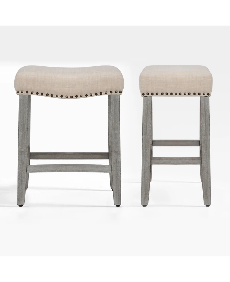 24" Upholstered Saddle Seat Counter Stool (Set of 2
