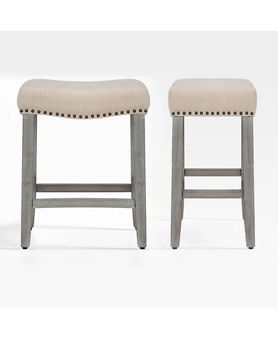 24" Upholstered Saddle Seat Counter Stool (Set of 2