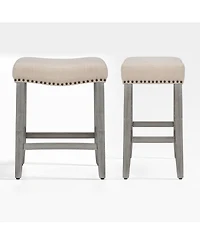 24" Upholstered Saddle Seat Counter Stool (Set of 2