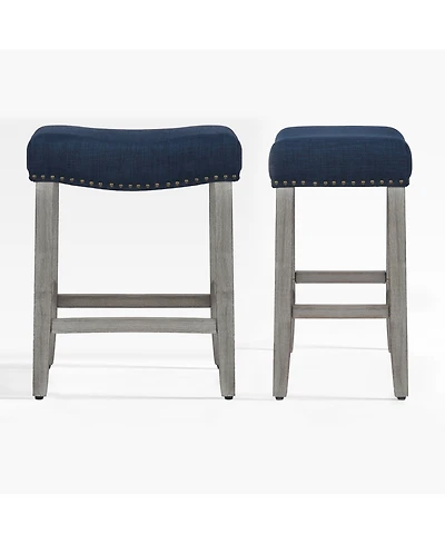 24" Upholstered Saddle Seat Counter Stool (Set of 2