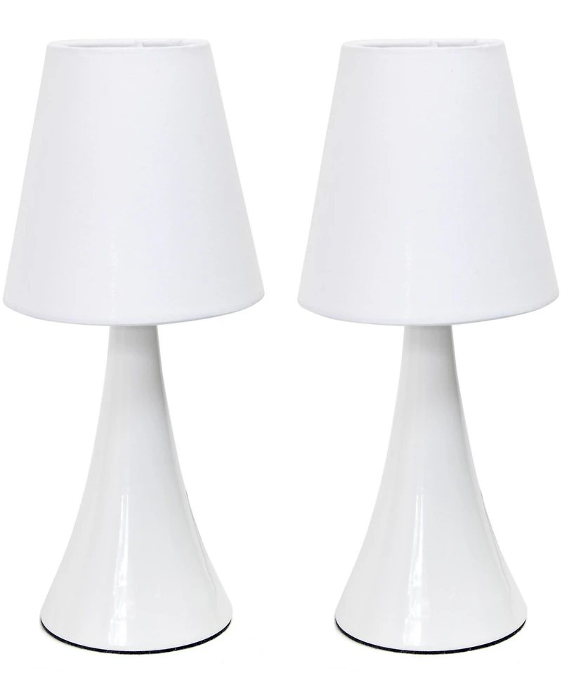 Simple Designs Valencia Colors 2 Pack Mini Touch Table Lamp Set with Fabric Shades