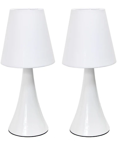 Simple Designs Valencia Colors 2 Pack Mini Touch Table Lamp Set with Fabric Shades