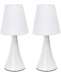 Simple Designs Valencia Colors 2 Pack Mini Touch Table Lamp Set with Fabric Shades