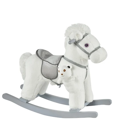Qaba Kids Plush Ride-On Rocking Horse Toy Chair w/ Soft Plush Toy