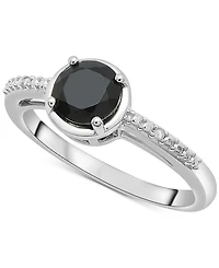 3-Pc. Set Onyx & Diamond Accent Pendant Necklace, Ring and Hoop Earrings in Sterling Silver