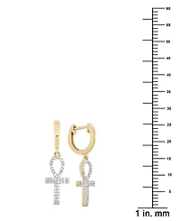 Men's Diamond Ankh Cross Dangle Hoop Earrings (1/6 ct. t.w.) in 10k Gold