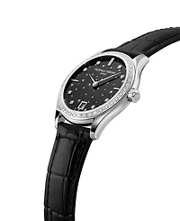 Frederique Constant Women's Swiss Classic Diamond (3/8 ct. t.w.) Black Leather Strap Watch 36mm