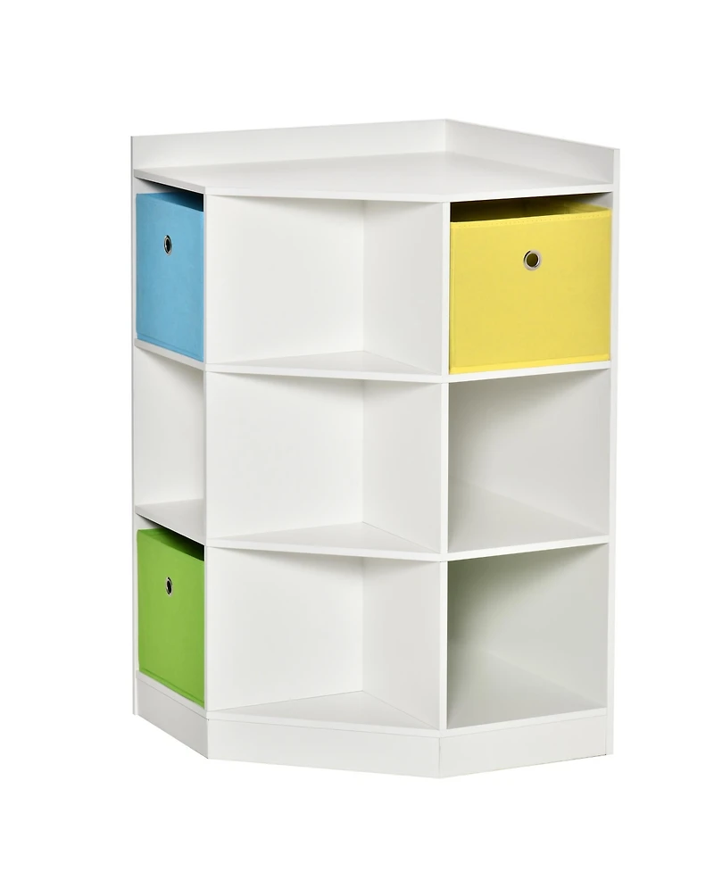Homcom Kids Storage Organizer for Small Bedrooms, Corner Shelf, White