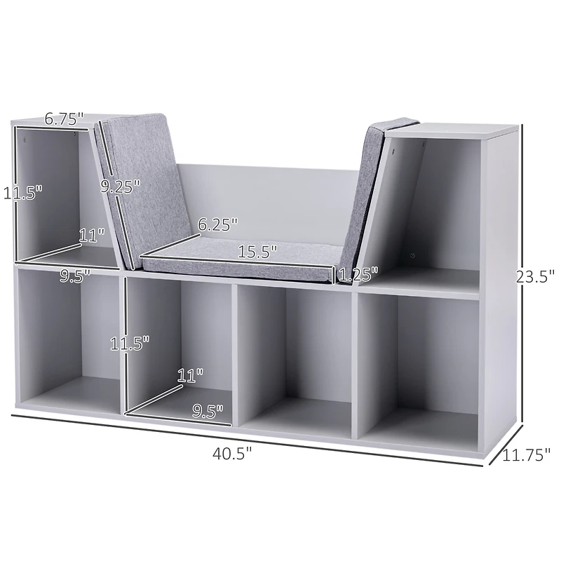 Homcom Cubby for Kids with Comfy Lounge Chair and Large Cube Shelves