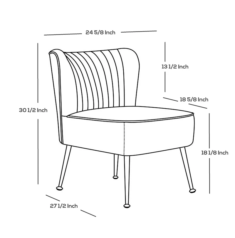 25" Wide Upholstered Tufted Velvet Accent Chair With Metal Leg