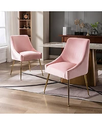 Upholstered Performance Velvet Accent Chair With Metal Leg (Set of 2)