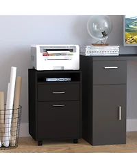 Homcom Mobile File Cabinet Organizer Office Filing Organizer w/ Key, Black