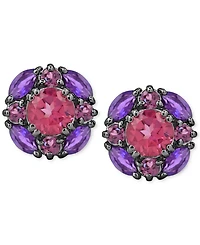 Multi-Gemstone Cluster Stud Earrings (3-5/8 ct. t.w.) in Sterling Silver