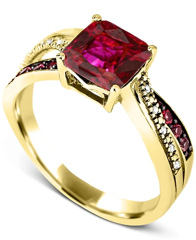 Lab-Grown Ruby (2 ct. t.w.) & Diamond Accent Swirl Ring 14k Gold-Plated Sterling Silver