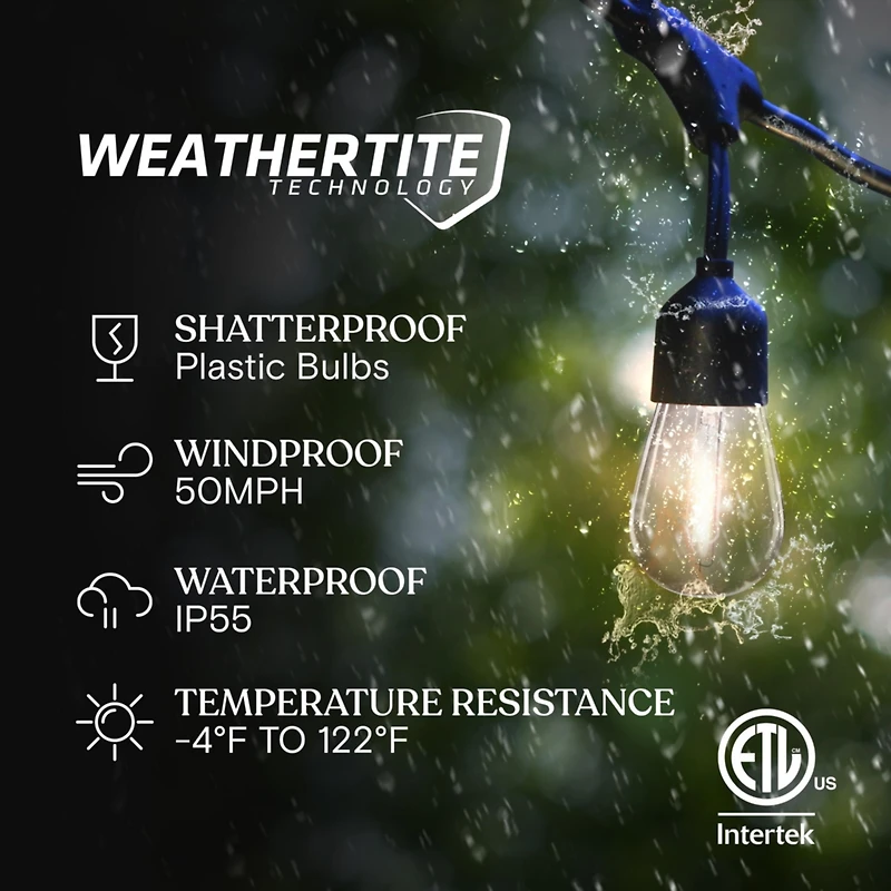 Ambience Pro 48 ft. Outdoor Solar Led String Lights with Warm White Hue