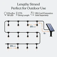 Brightech Ambience Pro 27 ft. Outdoor Solar Led 1-Watt String Lights with Soft White Hue