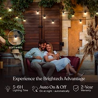Brightech Ambience Pro 27 ft. Outdoor Solar Led 1-Watt G40 String Lights with Soft White Hue
