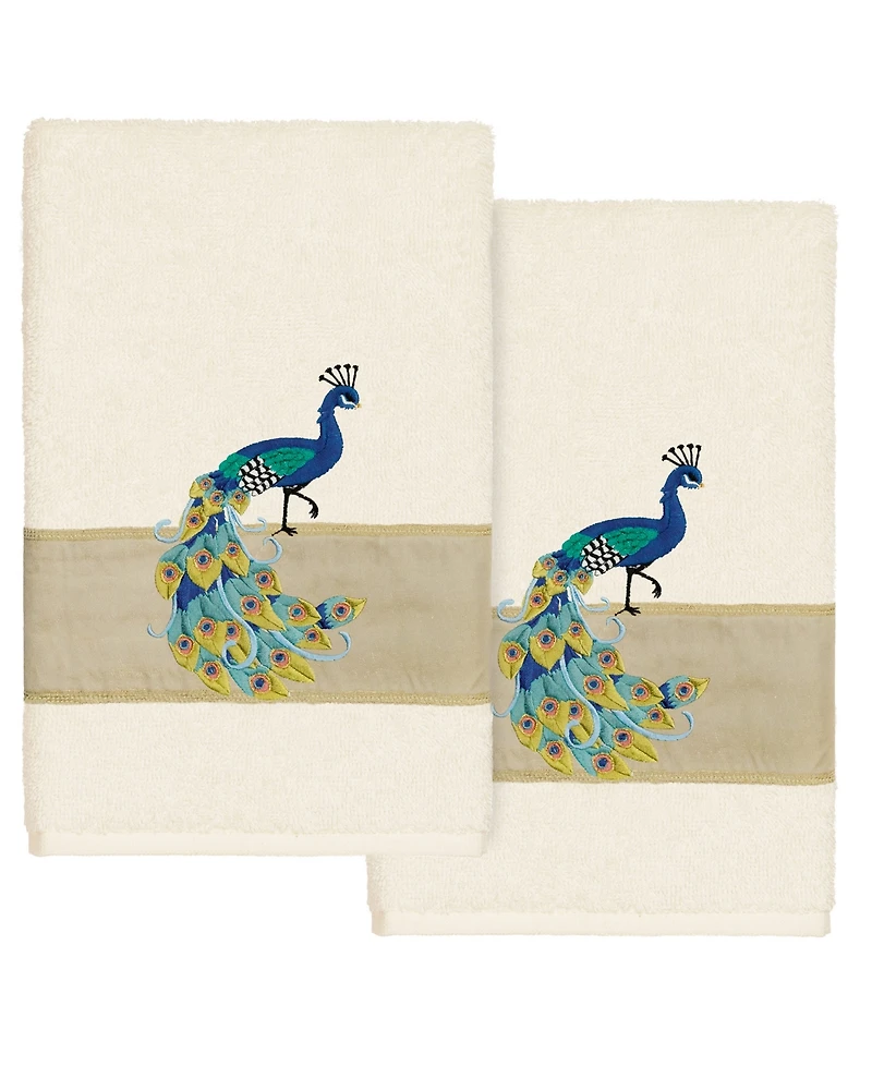 Linum Home Turkish Cotton Penelope Embellished 2-Pc. Hand Towel Set