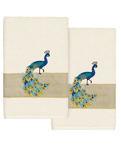 Linum Home Turkish Cotton Penelope Embellished 2-Pc. Hand Towel Set